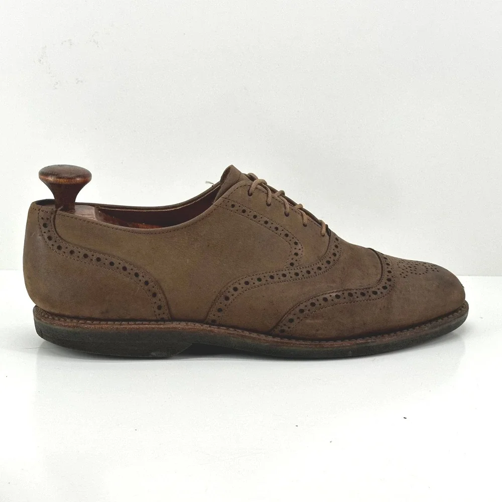 Vintage Walk-Over Shoes Men 9 D Wingtip Oxford Brown Nubuck Leather Brogue Dress